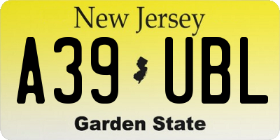 NJ license plate A39UBL