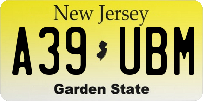 NJ license plate A39UBM