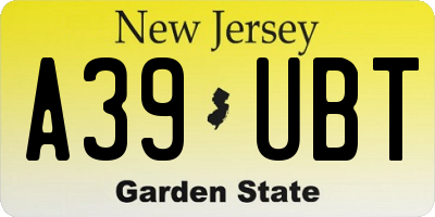 NJ license plate A39UBT