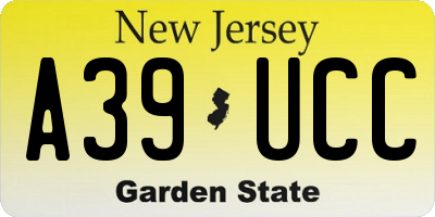 NJ license plate A39UCC