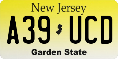 NJ license plate A39UCD