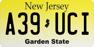 NJ license plate A39UCI