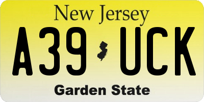 NJ license plate A39UCK