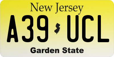 NJ license plate A39UCL