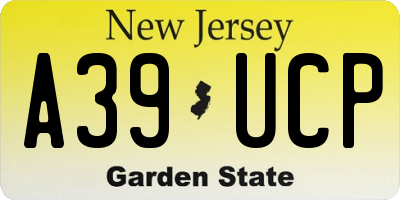 NJ license plate A39UCP