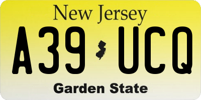 NJ license plate A39UCQ