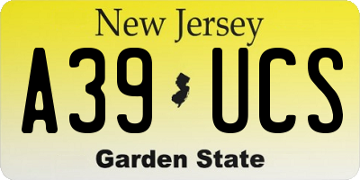 NJ license plate A39UCS