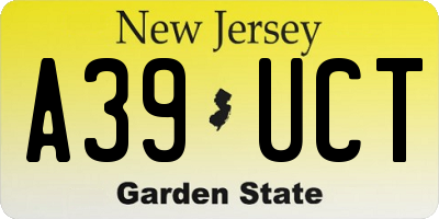 NJ license plate A39UCT