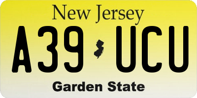 NJ license plate A39UCU