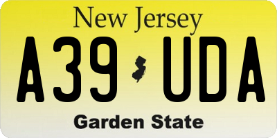 NJ license plate A39UDA
