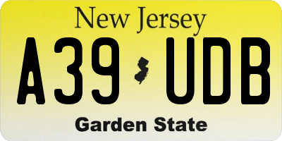NJ license plate A39UDB