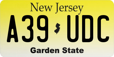 NJ license plate A39UDC