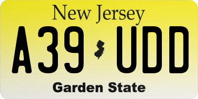 NJ license plate A39UDD