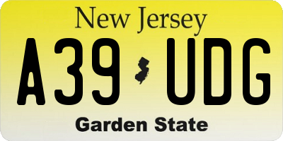NJ license plate A39UDG