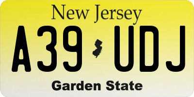 NJ license plate A39UDJ