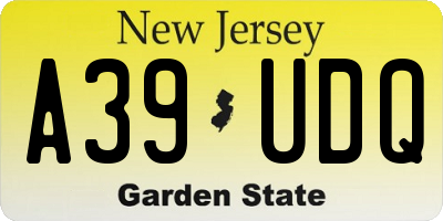NJ license plate A39UDQ