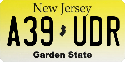 NJ license plate A39UDR