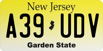 NJ license plate A39UDV