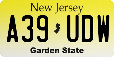 NJ license plate A39UDW