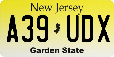 NJ license plate A39UDX