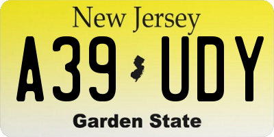 NJ license plate A39UDY