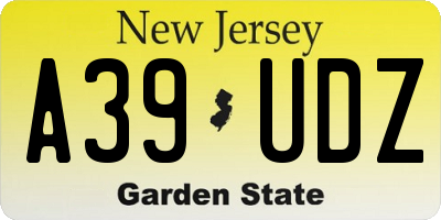 NJ license plate A39UDZ