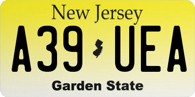 NJ license plate A39UEA
