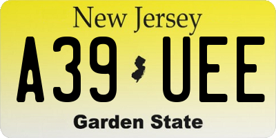 NJ license plate A39UEE