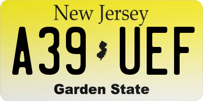 NJ license plate A39UEF