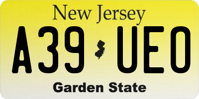NJ license plate A39UEO