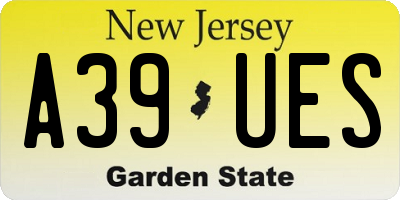 NJ license plate A39UES