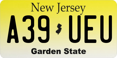 NJ license plate A39UEU