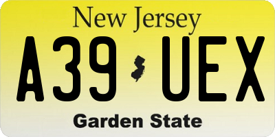 NJ license plate A39UEX