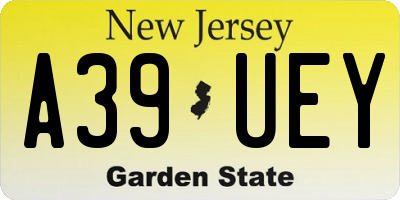 NJ license plate A39UEY