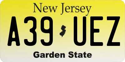 NJ license plate A39UEZ