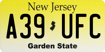NJ license plate A39UFC