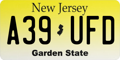 NJ license plate A39UFD