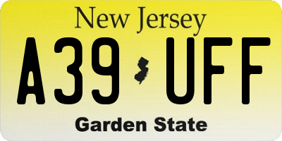 NJ license plate A39UFF