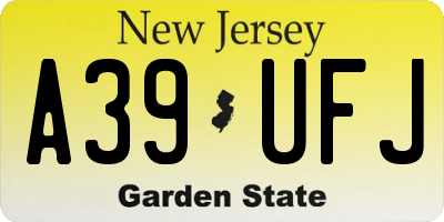 NJ license plate A39UFJ