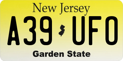 NJ license plate A39UFO