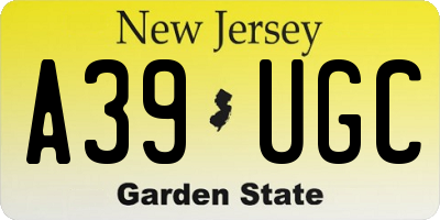 NJ license plate A39UGC