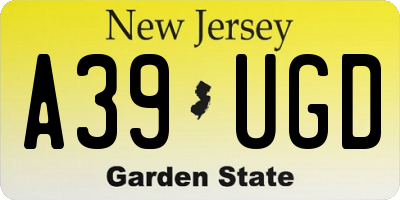 NJ license plate A39UGD