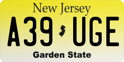 NJ license plate A39UGE