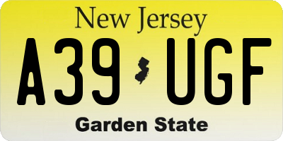 NJ license plate A39UGF
