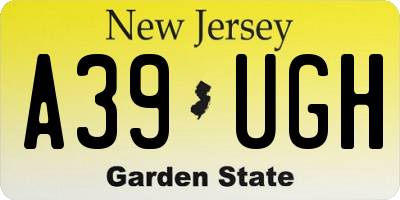 NJ license plate A39UGH