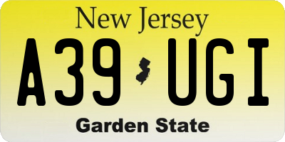 NJ license plate A39UGI