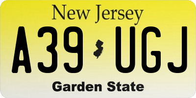 NJ license plate A39UGJ