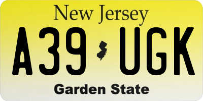 NJ license plate A39UGK