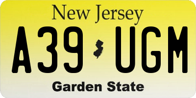 NJ license plate A39UGM
