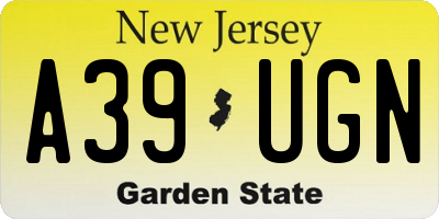 NJ license plate A39UGN